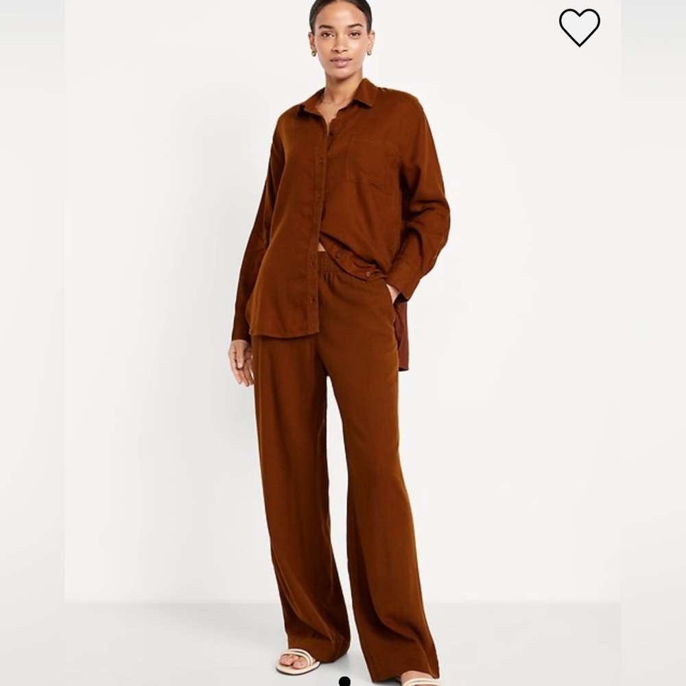 High waist women’s linen blend wide leg pants
